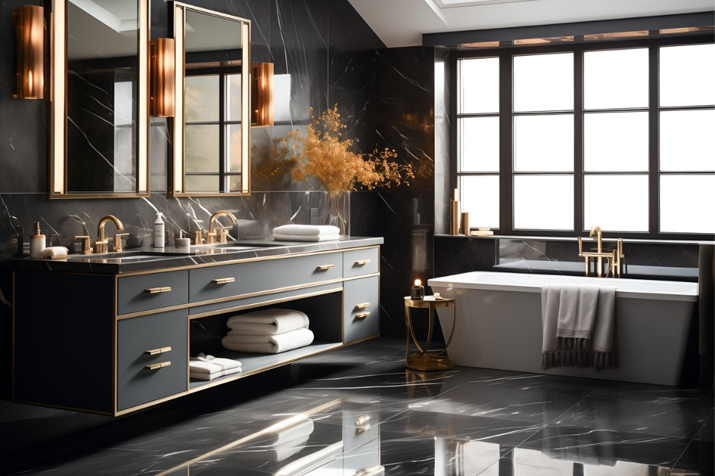 A luxurious bathroom is seen. Beyond Build & Power performs bathroom remodeling in Tampa Fl.