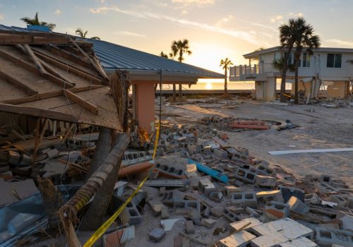 destroyed house on ocean shore hurricane milton consequences in manasota key florida storm